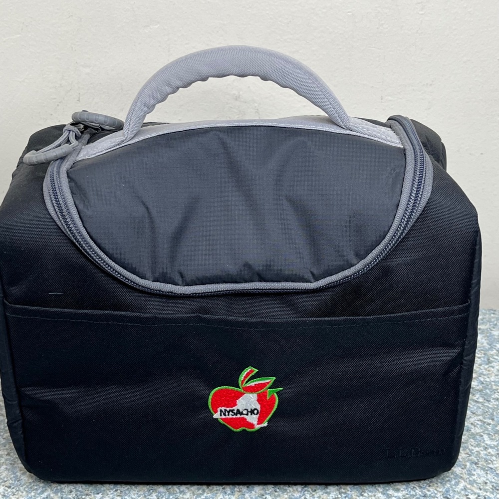 LL Bean Cooler Bag Lunch Box Black Grey Polyester NYSACHO Embroidered Logo